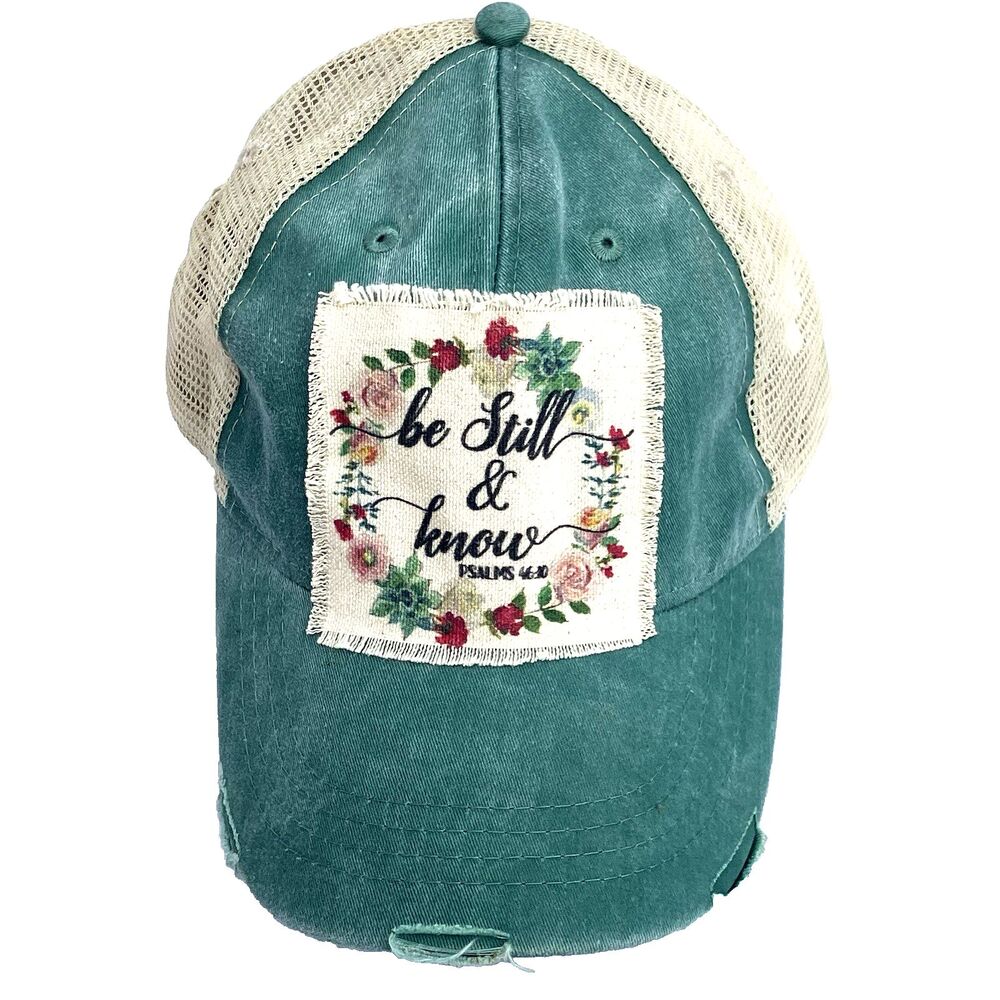 Adams Cap NEW Be Still & Know Psalms 46 10 Snapback Christian God Denim Trucker